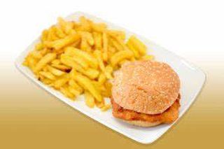 Hamburguesa De Pollo Con Cono De Papas