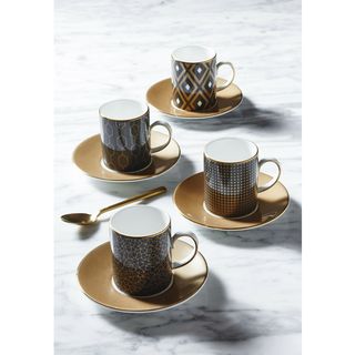 set 4 cesti espresso cu farfurii Arris, portelan  Wedgwood