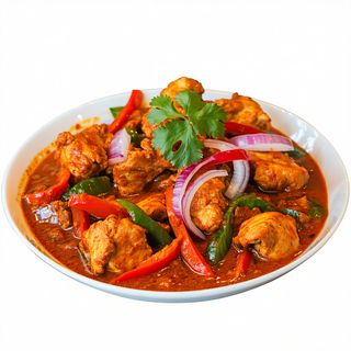 46. ​​Chicken Bhuna In Thick Tomato Medium Curry Sauce With Onion And Red Pepper