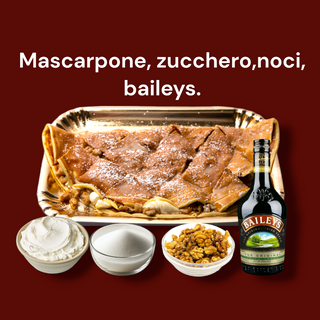 Crêpe con mascarpone, zucchero, noci e baileys