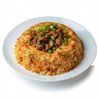 Arroz frito con ternera y curry