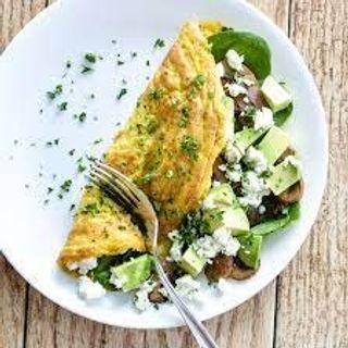 Mushroom, Olives and Avocado Omelete 