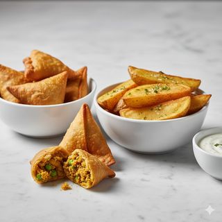 Samosa, Patatas Y Salsa Blanca (6 U)