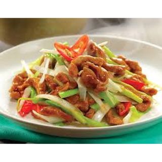Panfried pork with onions
