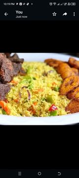 Fried rice plantain and beef 