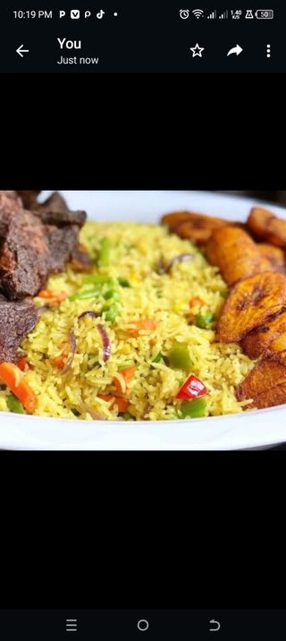 Fried rice plantain and beef 