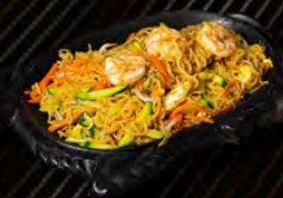 55 Ramen piastra gamberi con verdure e uova