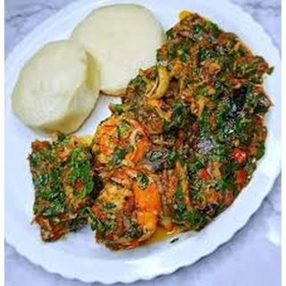Boiled Yam With Vegetable Sauce