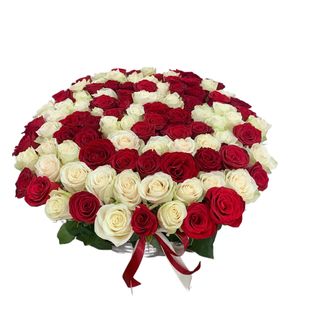 Cos 101 Trandafiri Rosii si Albi