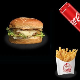Chesseburger + Pomfrit + Coca Cola 0.33l