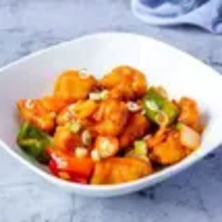 Pollo Agridulce con Pimientos y Cebolla