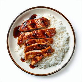 Pollo Teriyaki Con Arroz Blanco