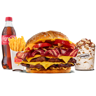 Menú Completo Dúo Bacon Cheddar Doble Carne Grande