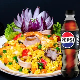 Meniu orez cu fructe de mare + Pepsi