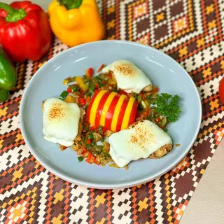 Судак с овощами