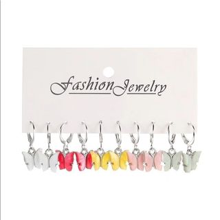 Набор Сережек 5в1 Бабочки Однотонные Цветные. 1200тг