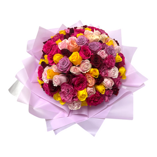 Buchet 101 trandafiri COLORATI 
