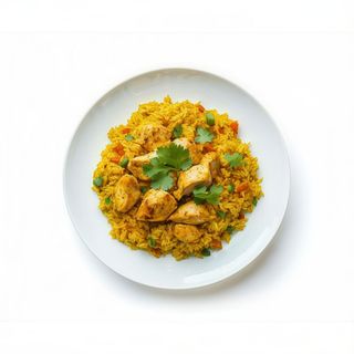 Arroz Con Pollo, Puerro, Brote De Soja Y Huevo