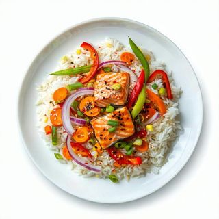 Riso con salmone piccante