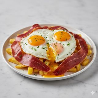 Plato De Huevos Rotos Con Jamón
