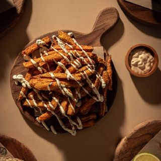 Sweet potato fries with parmesan and truffle mayonnaise