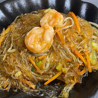 157 Spaghetti soia con gamberi