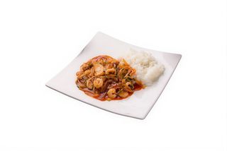 Gambas con Bambú y Setas