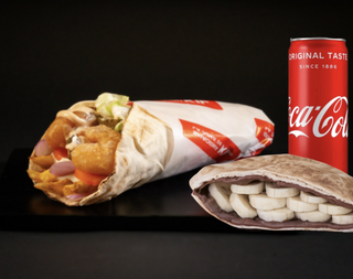 Meniu Shaorma Veggie cu Cartofi Proaspăt Prăjiți, Sos și Băutură Răcoritoare