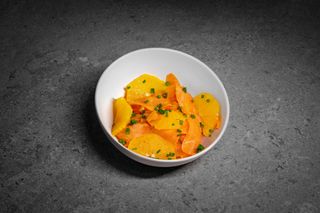 სალათი სტაფილო და ფორთოხალი სამარხვო