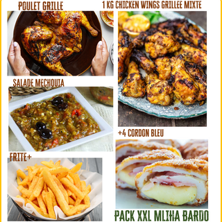 PACK XXL : Poulet Grillée+Chicken Wings grillée+ 4Cordon bleu +Frite+salade