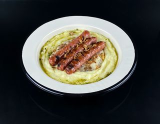 Картопляне пюре з смаженими ковбасками (350 г)