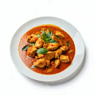 Pollo con coco y curry rojo