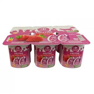Yogur 00% con Fresa Carrefour 6x125 Gr.