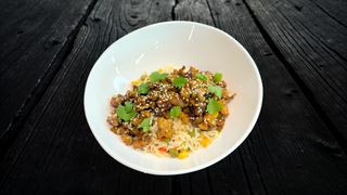 ქათამი ბრინჯით ტერიაკის სოუსში