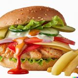 Пилешки бургер с яйце и кашкавал (400г)