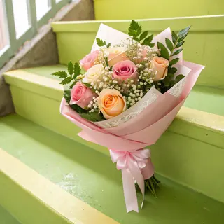 Bouquet Éclat Pastel - 11 Roses Multicolores