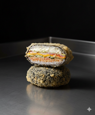 Hamburgesa De Sushi Con Camarones Y Salmón