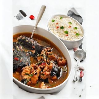 White Rice with Catfish Stew