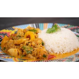 Fish in Coconut + Rice /Ugali + Green