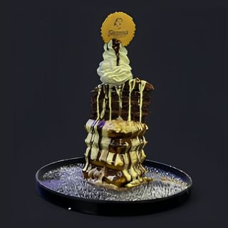 Melted Chocolate Fudge Cake Waffle