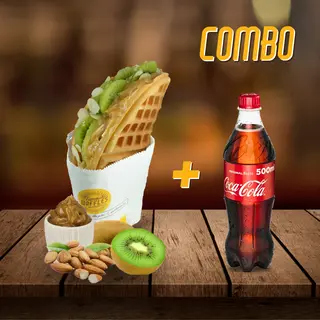 Waffle, Caramel Cremesa, Kiwi Fresh, Migdale + Coca Cola