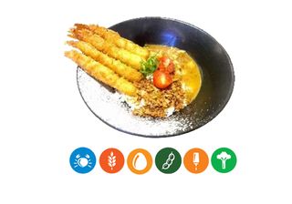 GAMBA CON ARROZ AL CURRY/SHRIMP WITH CURRY RICE