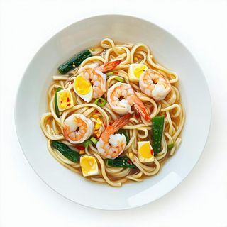 30 Udon con gamberi e verdure