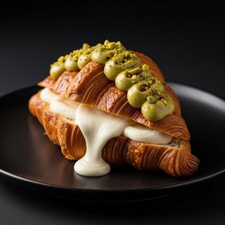 Croissant con tarta de queso y pistacho
