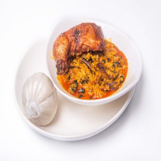 Pounded Yam + Egusi + BBQ Chicken