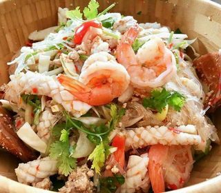 Yum Seafood Salad with Glass Noodles and Pork