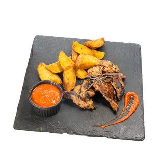 Muschiulet de porc cu cartofi wedges (de casa) si sos mexican