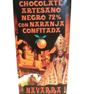 Chocolate Artesano negro 72% con naranja confitada