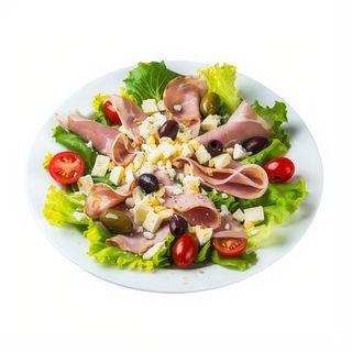 Ensalada de jamón de pato y queso de cabra