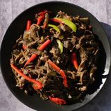 Баклажаны жареные со свининой. – (Кади че) со свининой